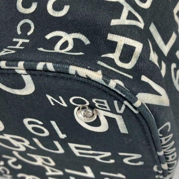 CHANEL By The Sea Line Vanity bag 2WAY Shoulder Bag Hand Bag Canvas Black/White - Picture 3 of 15